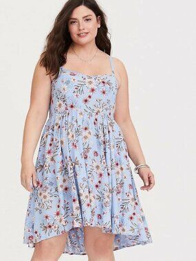 Torrid Blue Picked Wildflowers Challis Mini Dress